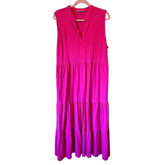 Boden Pink Tiered Boho Midi Dress Womens XXL Beachy Summer Sleeveless Casual - Picture 1 of 11